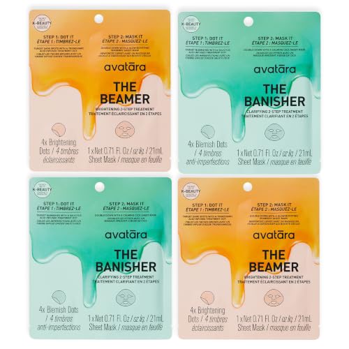 Avatara 2-Step Hydrating & Brightening Sheet Mask Set for Teens - Vegan & Fragrance-Free
