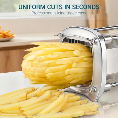 Sopito French Fry Cutter with 3 Blades for Potatoes, Carrots & Apples - 1/4, 3/8, 1/2 Inch