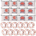 12 Pcs Basketball Makeup Bag & 12 PCS Sport Elastic Scrunchies Gifts Stuff Set Portable Travel Cosmetic Bags with Zipper Elastic Hair Bands Basketball Accessories for Girls (White)