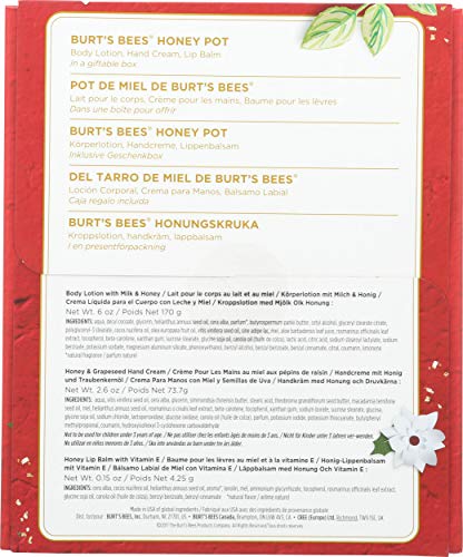 Natural Honey Skin Care Gift Set with Body Lotion, Hand Cream & Lip Balm