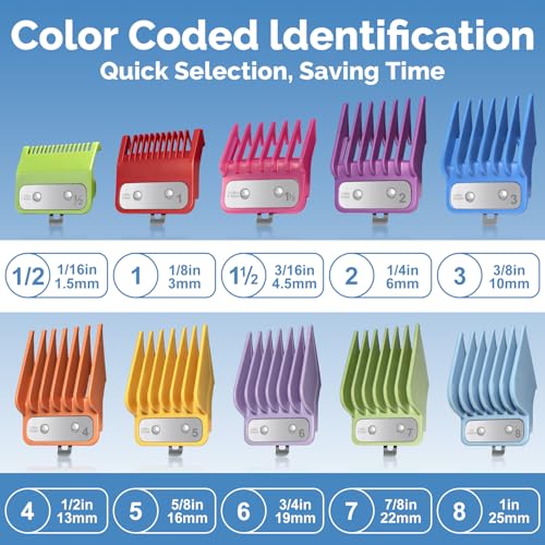 10 Pcs Clipper Guards Set for Wahl Clipper Guards Set with Metal Clip£¬Professional Hair Clipper Guards Cutting Guides Compatible with Most Wahl Clippers from 1/16" to 1"(Colorful£©