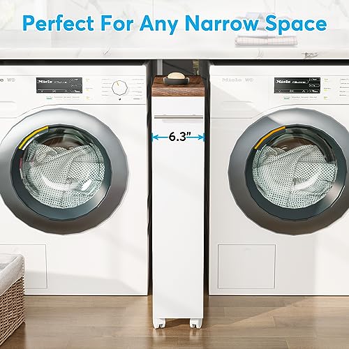 Modern Slim Storage Cart - 4-Tier Narrow Rolling Utility Cart for Kitchen & Laundry