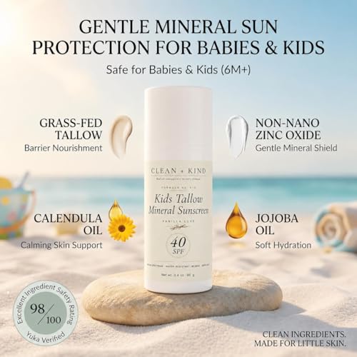 Kids Mineral Sunscreen SPF 40 Vanilla No White Cast 3.4 Fl Oz - Clean + Kind