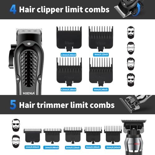 Cordless Hair Clippers & Trimmer Kit for Men - Professional Grooming Set with Digital Display