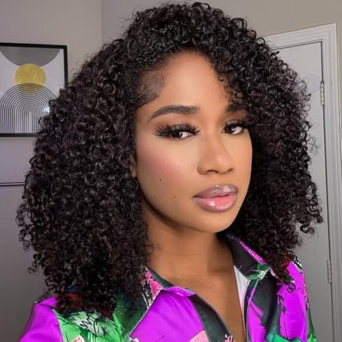 XNAIRA 18 Inch Natural Black Human Hair Half Wig 3-in-1 Seamless Flip Over, Glueless Headband Style