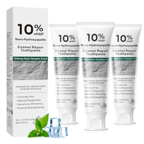 Nano Hydroxyapatite Toothpaste 10% - Fluoride Free, Sensitive, Brightening 3 Pack Variation 3