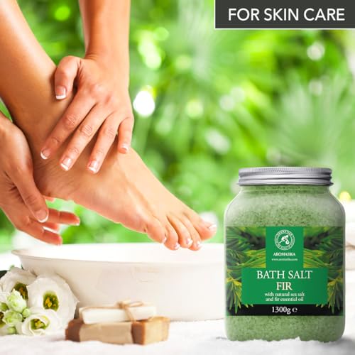 Fir Bath Salt with Natural Fir Essential Oil – Relaxing 46 oz Sea Salt for Bath & Body Care