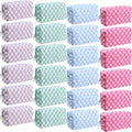 Giesiery 8 Pcs Checkered Makeup Bag Bulk Cosmetic Organizer for Women & Teens Preppy Travel Toiletry Pouch for Skincare & Brushes Bridesmaid Proposal Gifts (24, Pastel Color)