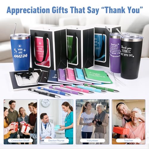 12-Piece Employee Appreciation Gift Set - 20oz Insulated Stainless Steel Tumblers with Lids & Straws