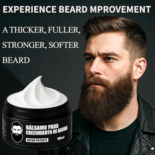 Estimulante de Barba, B?lsamo Para Crecimiento De Barba Ultra Potente, Barba Crema, Beard Growth Balm, Thicker, Fuller Beard & Hair 100ml/3.5oz (2)