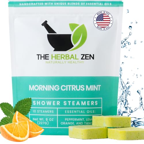 Herbal Zen Morning Citrus Mint Shower Steamers - 10 Pack Natural Aromatherapy