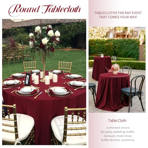 Burgundy Round Polyester Tablecloths - 10 Pack, 120 Inch - Formal & Casual Use Variation of THIS listing
