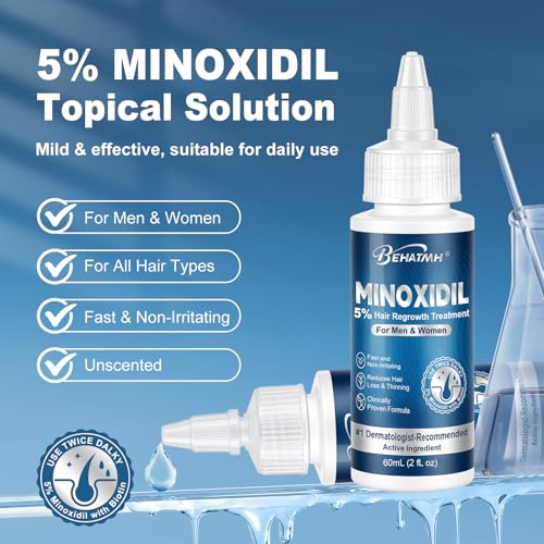 Hair & Beard Growth Serum with Minoxidil, Biotin & Castor Oil – 8-Pack for Thicker Hair & Beard