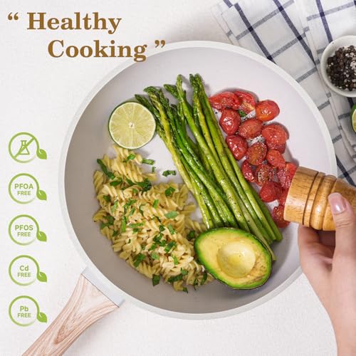 SODAY White Granite Non-Stick 12-Piece Cookware Set for Induction Stovetop