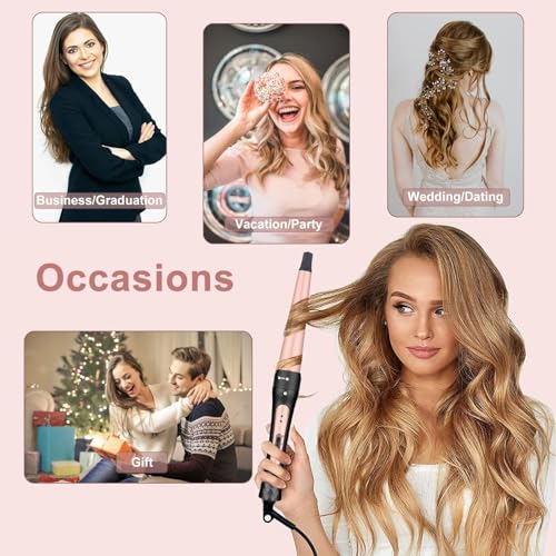 Large 6-in-1 Ceramic Curling Iron Set with Interchangeable Barrels