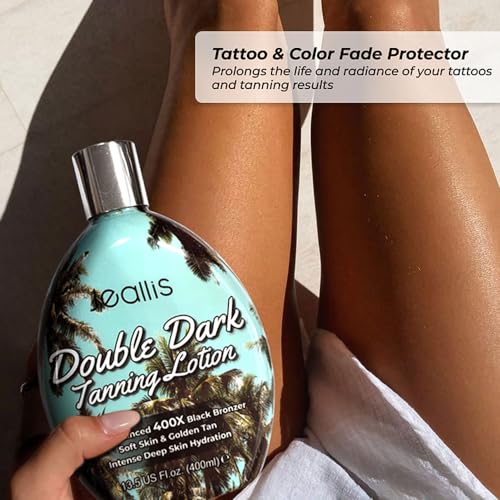 Jeallis Double Dark Indoor Tanning Bed Lotion with Bronzer 13.5oz - Deep, Hydrating Sunless Tanning Cream