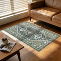 Washable Rug 2x3 Feet Vintage Distressed Living Room Bedroom Floor Carpet with Non-Slip Rubber Back