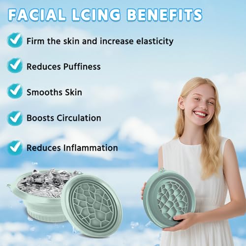 Face Tub for Ice Bath with Built-in Ice Tray ? Collapsible Silicone Facial Ice Bath Bowl for Cold Plunge Therapy, Skin Tightening & Acne Relief ? Portable Spa Tool for Home & Travel(Green)