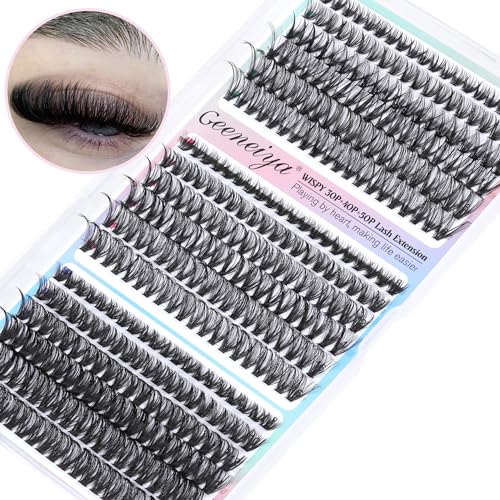 Natural Lash Clusters 8-16MM Wispy Lash Extensions 30D+40D+50D Cluster Eyelash Extensions 360Pcs Wispy Individual Eyelashes by Geeneiya