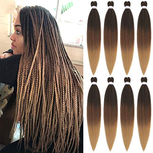 Pre-Stretched Braiding Hair Extensions 30 Inch - 8 Packs, Color 1B/30/27