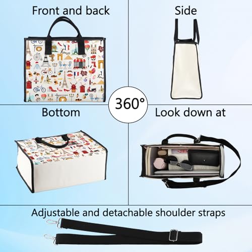 LEVLO France Travel Culture French Theme Pouch Bag Paris Landmarks Souvenir Gift (France LT)