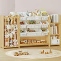 3-in-1 Montessori Toy Organizer with Bookshelf and 9 Clear Bins - Variation 59W