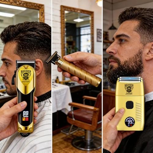 Cordless Men’s Hair Clippers & Beard Trimmer Kit - Rechargeable Electric Razor with 3 Length Combs