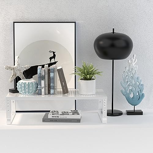 Expandable Stackable Kitchen Organizer Set - 3 White Metal Shelves, Adjustable & Heavy Duty