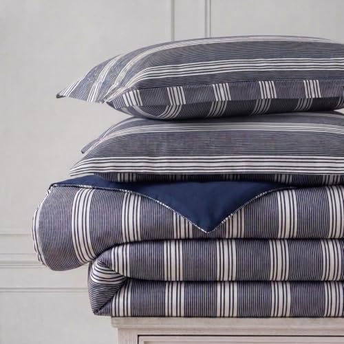 Nautica Twin XL Comforter Set with Matching Sham - Navy Stripes