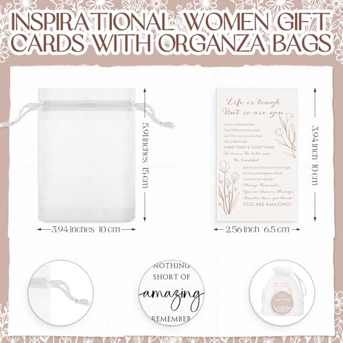 CroBlissful Inspirational Gifts for Women Bulk 12 Set - Classic Double-Sided Makeup Mirrors with Quotes & Organza Bags
