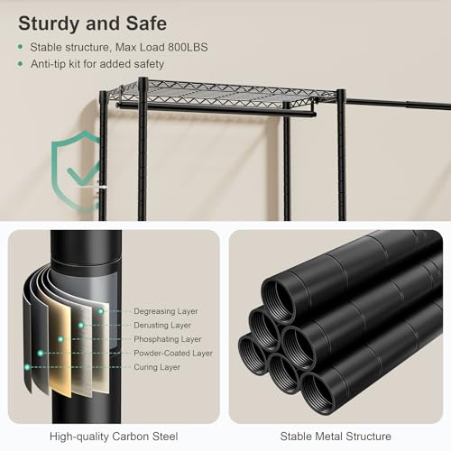 Heavy Duty Expandable Clothes Rack - Black Freestanding Garment Organizer
