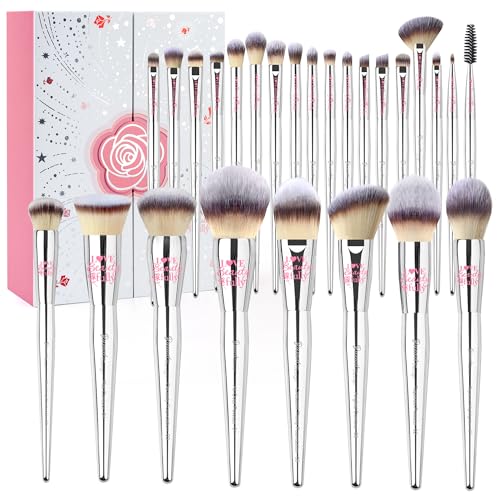 Professional Makeup Brush Set 26 Pcs with Elegant Silver Gift Box - Perfect for Gift Giving