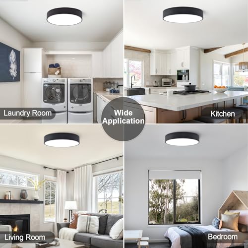 Black 18.1-Inch Dimmable 42W LED Ceiling Light Fixture Pendant Modern