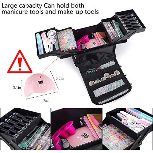 Deciniee Black Large 4-Tier Makeup Train Case for Women - Travel Organizer