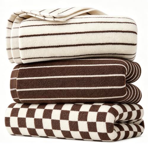 Brown Cotton Hand Towel Set - 3 Pieces, Soft & Absorbent Bathroom Towels