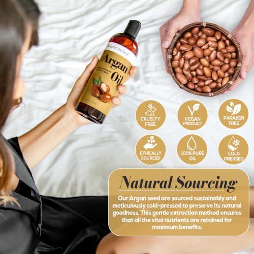 Natural Riches Moroccan Argan Oil 16 Fl Oz Pack of 1 Deep Moisturizing Hair & Skin Oil
