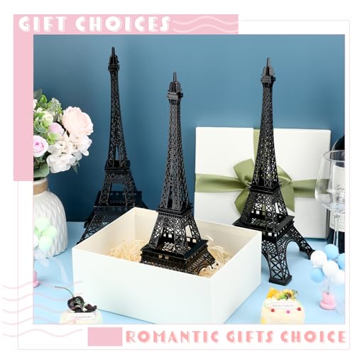 Therwen 15-Inch Black Eiffel Tower Centerpieces - Pack of 12 Decorative Metal Figurines