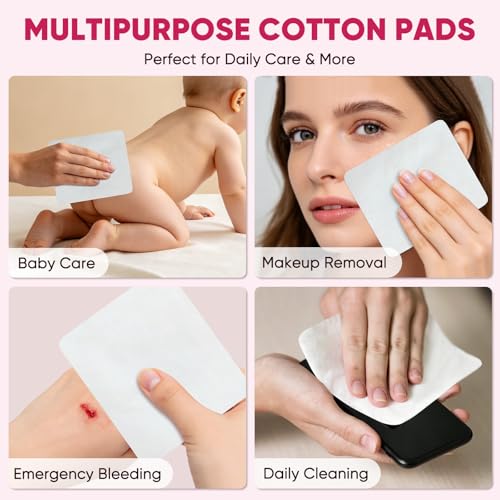 Extra Large Cotton Pads 360 Count - Soft & Absorbent Disposable Wipes 4.7 x 5.9 Inches - Dry & Wet Use
