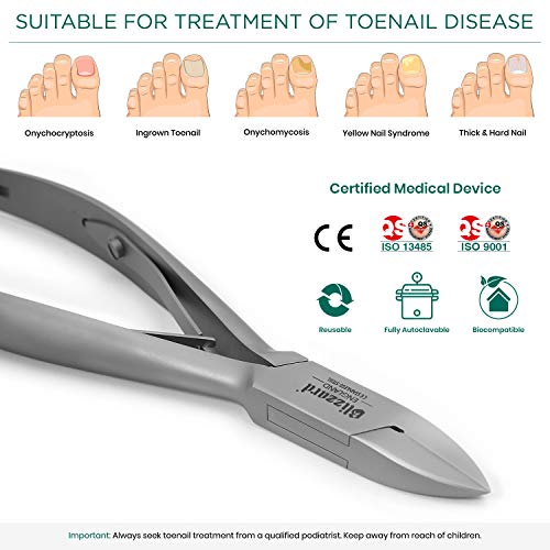 Nail Clippers for Men with Thick or Ingrown Toenails ? Blizzard Podiatrist Toenail Clipper Set German Forged ? 5.5 inch Heavy Duty Nail Cutter ? Straight Head Smooth Handles - Hospital Grade