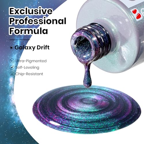 Beetles Stay Shining Cat Eye Gel Nail Polish - 15ML 9D Chameleon Cat Eye Green Purple Double Magic Colors Gel Polish with Magnet Soak Off UV Galaxy Drift Collection Nail Art Design Gift for Women