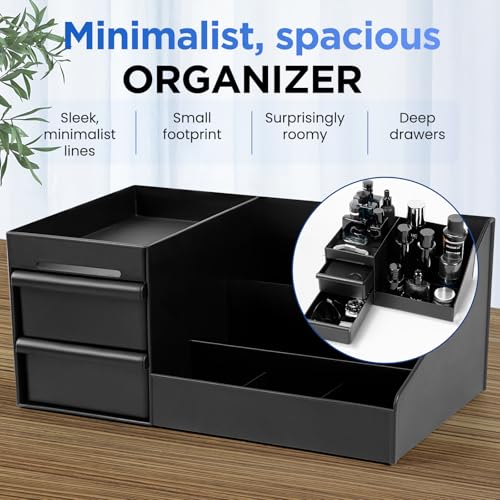 Black Cologne Organizer Stand for Men, Bathroom Counter Storage Shelf