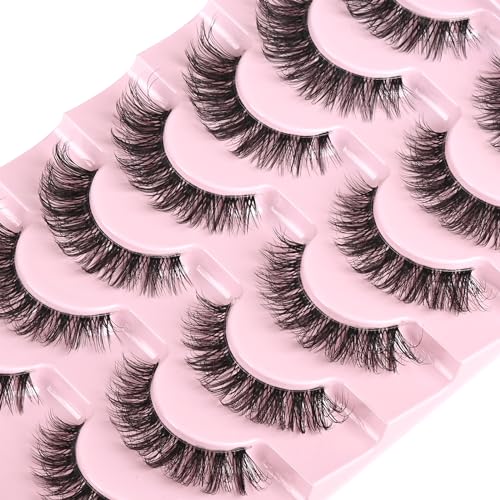 FARRED Cat Eye Lashes Natural Eyelashes Short Wispy Lash Strips Volume Cateye False Eyelash Medium Length Fake Lashes Natural Looking Hybrid Clusters Full Demi Wispies Strip Pesta?as (A1 | 8-14MM)
