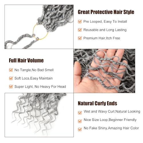 Grey Goddess Locs Crochet Hair - 14 Inch, 7-Pack for Black Women