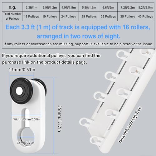 KUZRZNH Double Row Ceiling Curtain Track System White 2.8m (9.2ft)