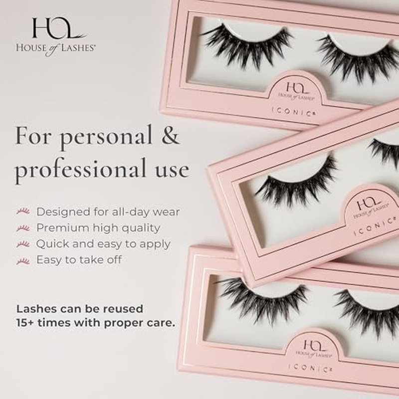 House of Lashes Iconic False Eyelashes - Comfortable Fake lashes for Bold Daring Look, Easy and Reusable Faux Mink Lashes for All Eye Shapes