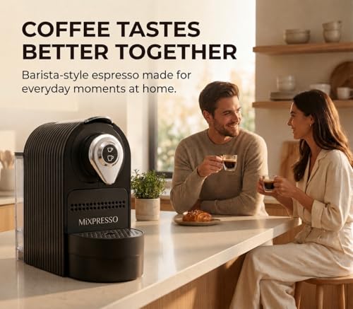 Black Espresso Pod Machine - Compact 19-Bar Nespresso Compatible Coffee Maker