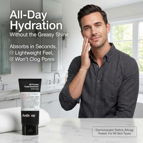 Anthony Men’s Hydrating Face Moisturizer 3 Fl Oz - Anti-Aging, Non-Greasy Lotion