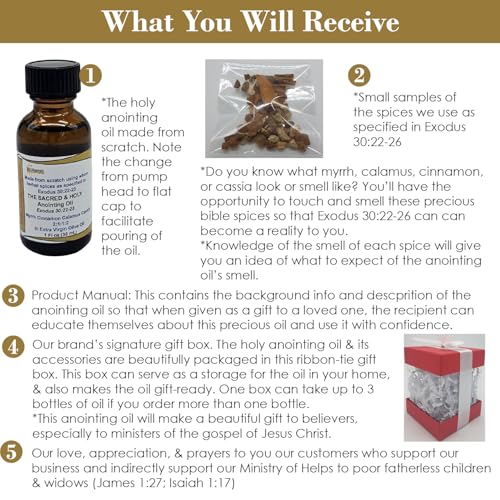 Sacred Anointing Oil with Myrrh, Cinnamon & Olive Oil - Biblical Spiritually Inspired 1 fl oz
