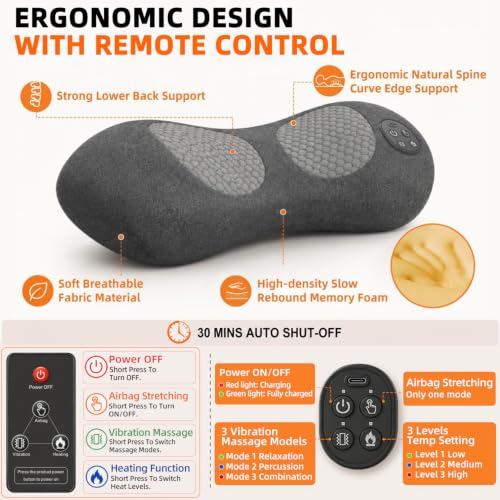 CGGSNDF Grey 3-in-1 Cordless Back Massager with Remote Control