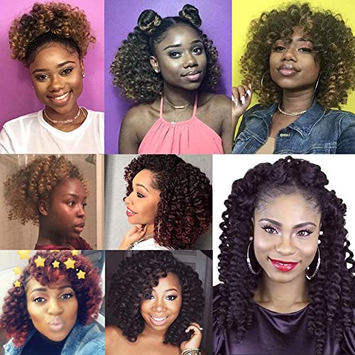 8 Inch Wand Curl Hair Extensions - 5 Packs of Synthetic Crochet Braid - Jamaican Bounce